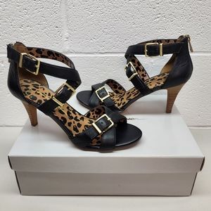 Jessica Simpson Black Heels with Leopard Print